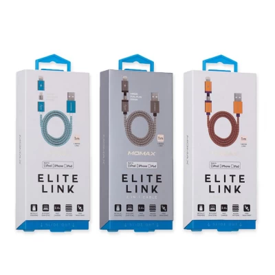 Кабель 2 in 1 ( L , M ) 2.4A (1m) — Momax DL4 — Orange