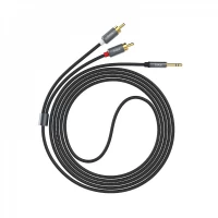 Cable Dual RCA To 3.5mm (1.55m) Hoco UPA10 Lotus Metal Gray Cable Dual RCA To 3.5mm (1.55m) Hoco UPA10 Lotus Metal Gray