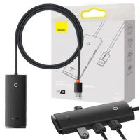 USB-хаб Baseus WKQX0301 Lite Series, USB-A → 4 × USB 3.0, кабель 1 м — WKQX030101 Black