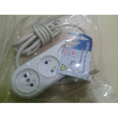 Удлинитель с карболитовой колодкой Житомир 3/2м 16А 250В белая (ПВС 2*1,5мм)