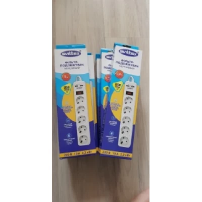 Сетевой фильтр удлинитель Svittex SV-022 5 гнезд 1,5 м 2хUSB 5V 2.1A