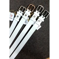 Ремень женский белая кожа, 2 см	