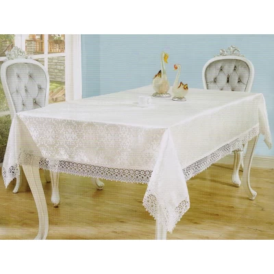 Скатерть полиэстеровая "Кружево" 120х150 (Dan Li DY-678) Скатерть полиэстеровая "Кружево" 120х150 (Dan Li DY-678)