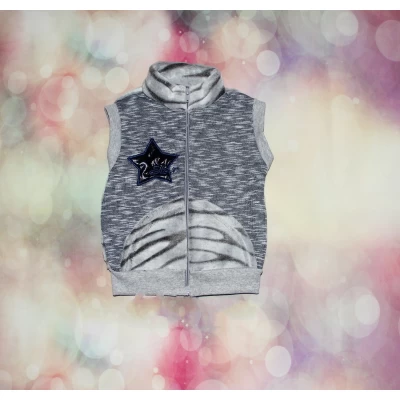 Жилет детский Микки паетки/Звезда без капюшона (трехнитка+махра) Размеры 26-34, Артикул: 1343