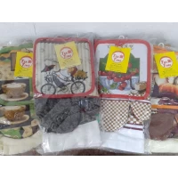 Набор (прихватка +рукавица + полотенце) хлопок