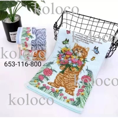 Полотенце для кухни 35x70см вафельное Коты