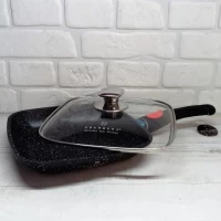 Сковорода-гриль со съемной ручкой и крышкой Edenberg EB-8129 - 24см 