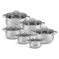 НАБОР ПОСУДЫ ИЗ 12 ПРЕДМЕТОВ (КАСТРЮЛИ) EDENBERG ИЗ НЕРЖАВЕЮЩЕЙ СТАЛИ EB-4065
