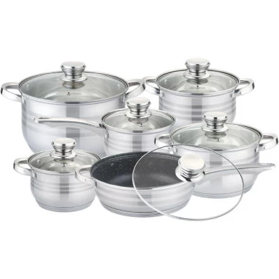 Набор кастрюль из нержавеющей стали Edenberg EB-4039 ( на 12 предметов ) 2.1, 2.1, 2.9, 3.9, 6.5, 3.3л