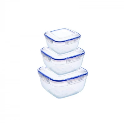 НАБОР КВАДРАТНЫХ ГЕРМЕТИЧНЫХ КОНТЕЙНЕРОВ (3 ШТ.: V 500, 900, 1500 МЛ)