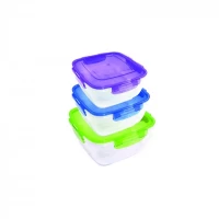 НАБОР ГЕРМЕТИЧНЫХ КВАДРАТНЫХ КОНТЕЙНЕРОВ С ЦВЕТНОЙ КРЫШКОЙ (3 ШТ: V 500, 900, 1500 МЛ)