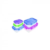 Набор прямоугольных герметичных контейнеров с цветной крышкой (5 шт: V 400, 800, 1400, 2300, 4000 мл)