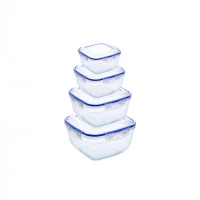 Набор квадратных герметичных контейнеров (4 шт: V 500, 900, 1500, 2400 мл)