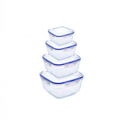 Набор квадратных герметичных контейнеров (4 шт: V 500, 900, 1500, 2400 мл)