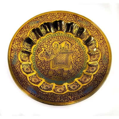 Тарелка бронзовая настенная Раджа на слоне (d-18 см) Тарелка бронзовая настенная Раджа на слоне (d-18 см)