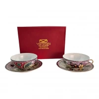 Сервиз фарфор (150 мл)(2SBS114) 2 чашки +2 блюдца Фиолетовый (h-4,5см, d-9,5см d-блюдца-13,5 см)