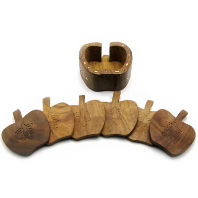 Подстаканник розовое дерево "Яблоко" (11х11х5 см) код 18079