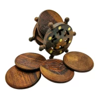 Подстаканник розовое дерево Штурвал (11,5х6,5х11,5 см)