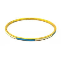 Браслет медный с бело-голубыми костяными вставками  (d-7 см, ширина 4 мм)