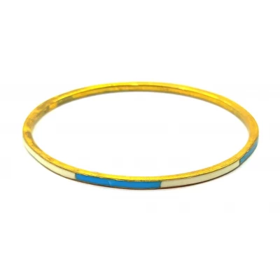 Браслет медный с бело-голубыми костяными вставками (d-7 см, ширина 4 мм) Браслет медный с бело-голубыми костяными вставками (d-7 см, ширина 4 мм)