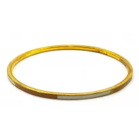 Браслет медный с бело-золотыми костяными вставками  (d-7 см, ширина 4 мм)