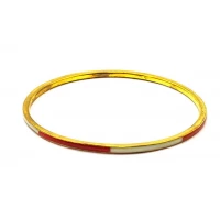 Браслет медный с бело-коричневыми костяными вставками  (d-7 см, ширина 4 мм)