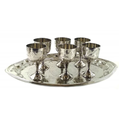 Рюмки бронзовые хром (н-р 6 шт./50мл.)(h-8 см поднос 30,5х20 см) Рюмки бронзовые хром (н-р 6 шт.) код 1839