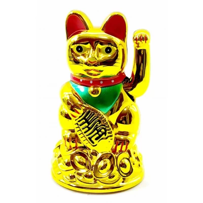 Кошка Манэки-нэко машущая лапой (батарейки в комплект не входят)(11,5х7х7 см)(MLY45A) код 18582