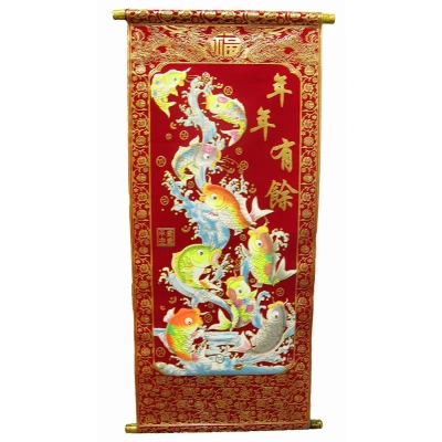 Панно красное "9 Рыб" (80х30CM M20048)  Код: 18649