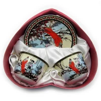 Сервиз фарфор (2HE102) 2 чашки +2 блюдца Сакура (160мл)(h-6см,d-8см,d блюдца 14 см)