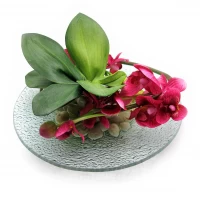 Цветок орхидеи на стеклянной подставке (d-21 см)