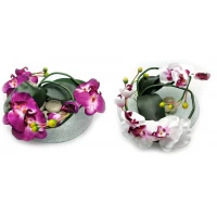 Цветок орхидеи на стеклянной подставке (d-26 см)