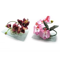 Цветок орхидеи на стеклянной подставке (20х15см)