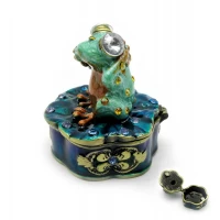 Шкатулка металлическая с эмалью Лягушка  (7,5х6,5х5 см)