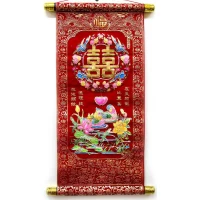 Панно красное Утки мандаринки (40х20 см)