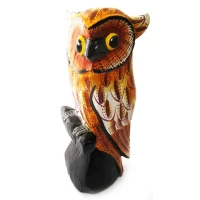 Сова деревянная расписная (20 см) (Индонезия)