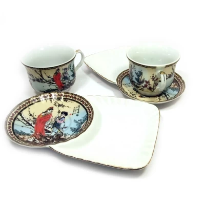 Сервиз фарфор (2C102) 2 чашки + 2 блюдца  "Сакура" (12 шт. в ящ.) код 19224