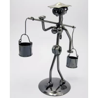 Техно-арт Девушка с коромыслом металл (20,5х12,5х8,5 см)