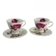 Сервиз фарфор (230 мл)(2ZE2086) 2 чашки +2 блюдца Цветок на белом фоне (h-8,5см., d-9см.)