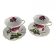 Сервиз фарфор (230 мл)(2ZE2086) 2 чашки +2 блюдца Цветок на белом фоне (h-8,5см., d-9см.)
