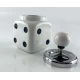 Пепельница с крышкой керамическая Игральная кость  белая (13х10х10 см)