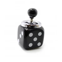 Пепельница с крышкой керамическая Игральная кость  черная (13х10х10 см)