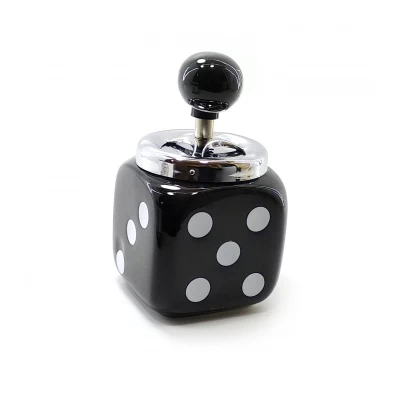 Пепельница с крышкой керамическая Игральная кость  черная (13х10х10 см)