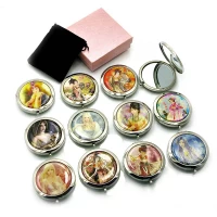 Зеркальце косметическое Гейша хром (d-7 см) (в коробке + чехольчик)