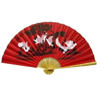 Веер настенный 8 журавлей на красном фоне (90см)