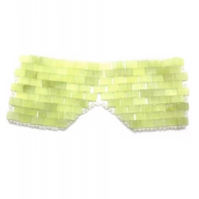 Массажер нефритовый для лица (прямоугольные вставки)(26х11,5 см) код 19965