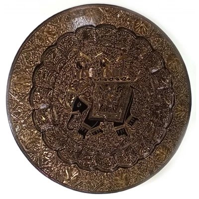 Тарелка бронзовая настенная Раджа на слоне (d-49 см)B Тарелка бронзовая настенная Раджа на слоне (d-49 см)B