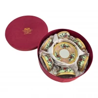 Сервиз круглый фарфор (70мл.)(6CCS108-8) Розовый (h-4см, d-7,3см,d блюдца 11 см)