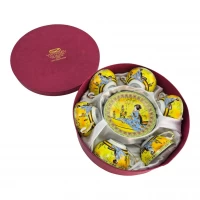 Сервиз круглый фарфор (70мл.)(6CCS141-4) 6 чашек+ 6 блюдец Жёлтый(h-4см, d-7,3см,d блюдца 11 см)