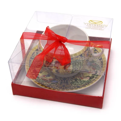 Чашка+ложка фарфор (ACS86-5) "Зеленая ива" (36шт.в ящ.) код 21263